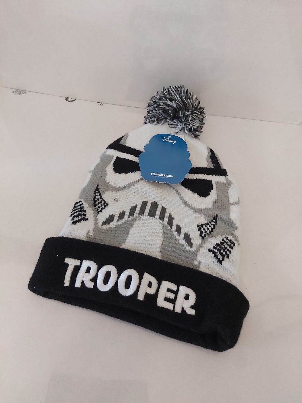 Disney Star Wars Trooper Kids Pom Beanie - White & Black